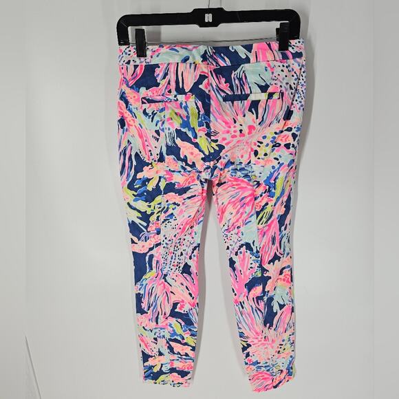 Lilly Pulitzer Pink Blue Vibrant Kelly Ankle Pants 2 - Picture 6 of 10